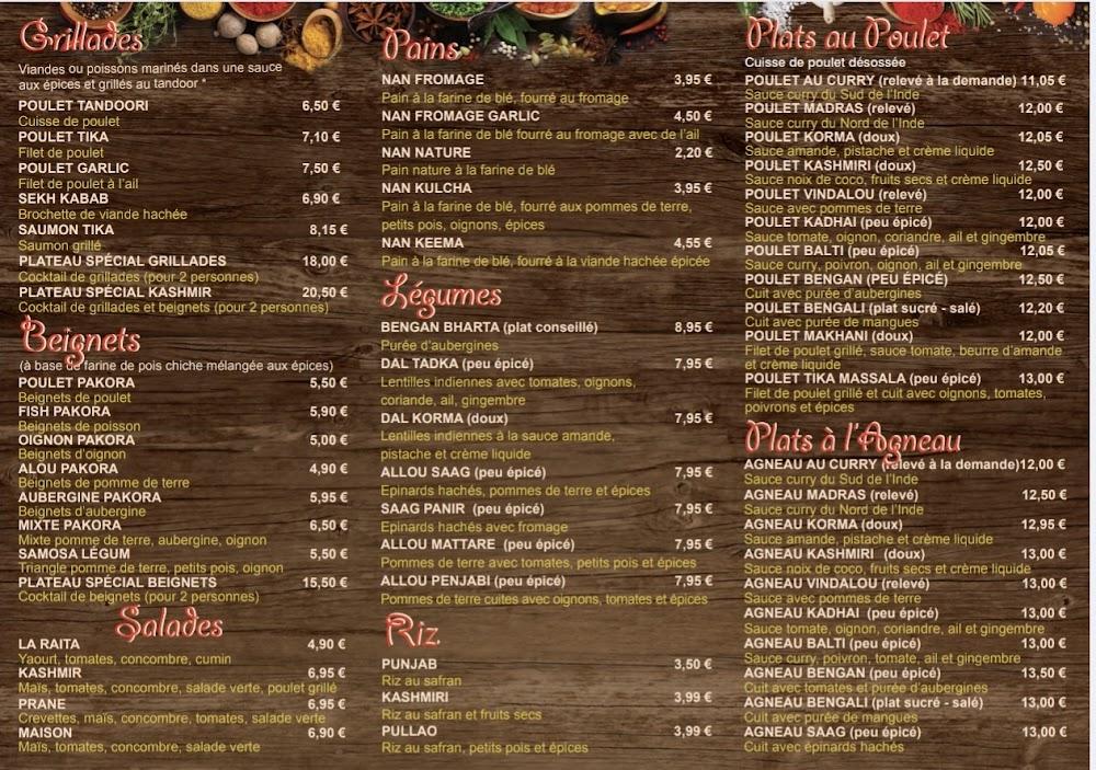 Jardin du Kashmir - Menu Image 1